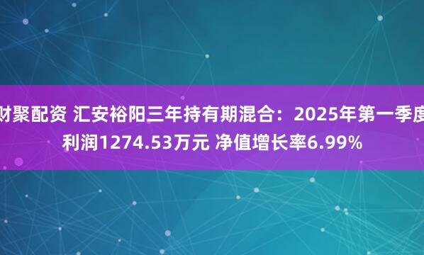 财聚配资 汇安裕阳三年持有期混合：2025年第一季度利润1274.53万元 净值增长率6.99%